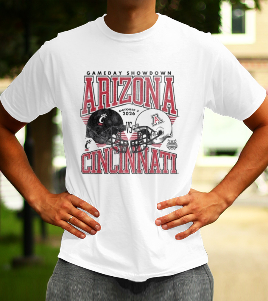 Arizona Wildcats Vs Cincinnati Bearcats October 3 2026 Football Helmet Gameday Showdown T-Shirt