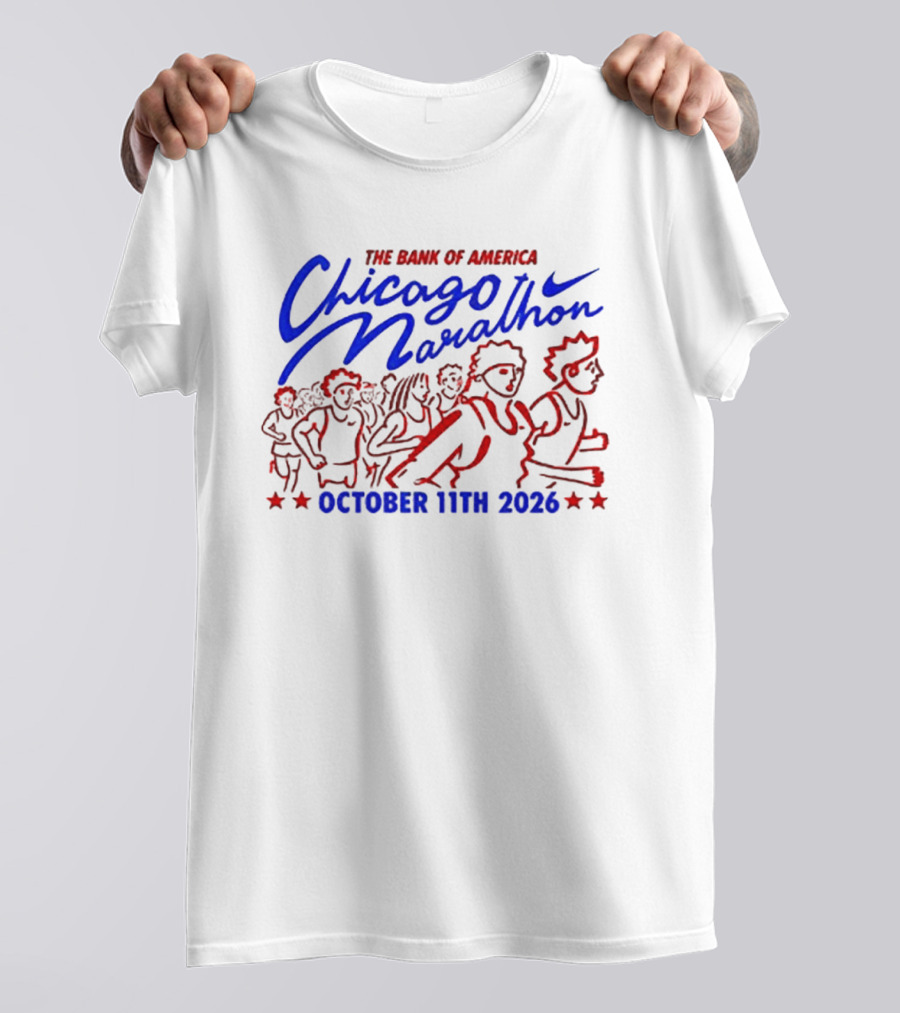 Bank Of America Chicago Marathon October 11th 2026 Event With Runners And Nike Swoosh T-Shirt