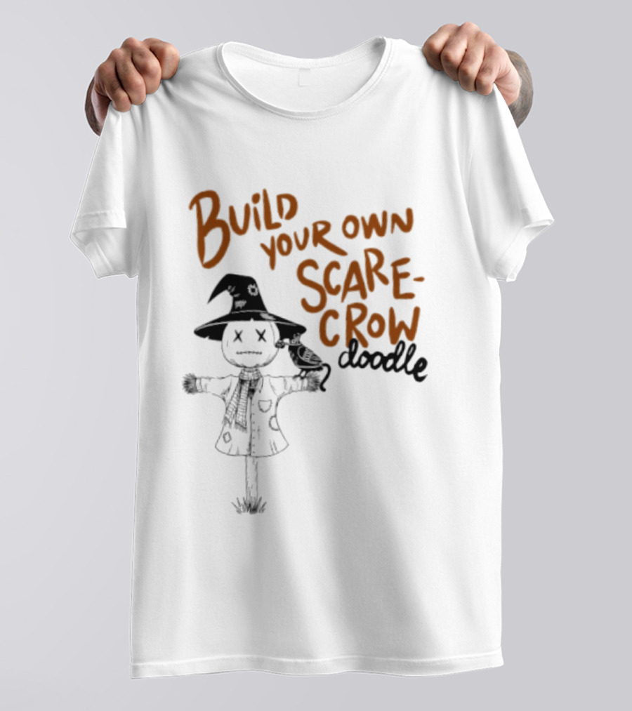 Build Your Own Scarecrow Doodle Halloween Tetedoodles T-Shirt