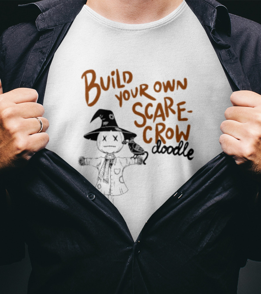 Build Your Own Scarecrow Doodle Halloween Tetedoodles T-Shirt