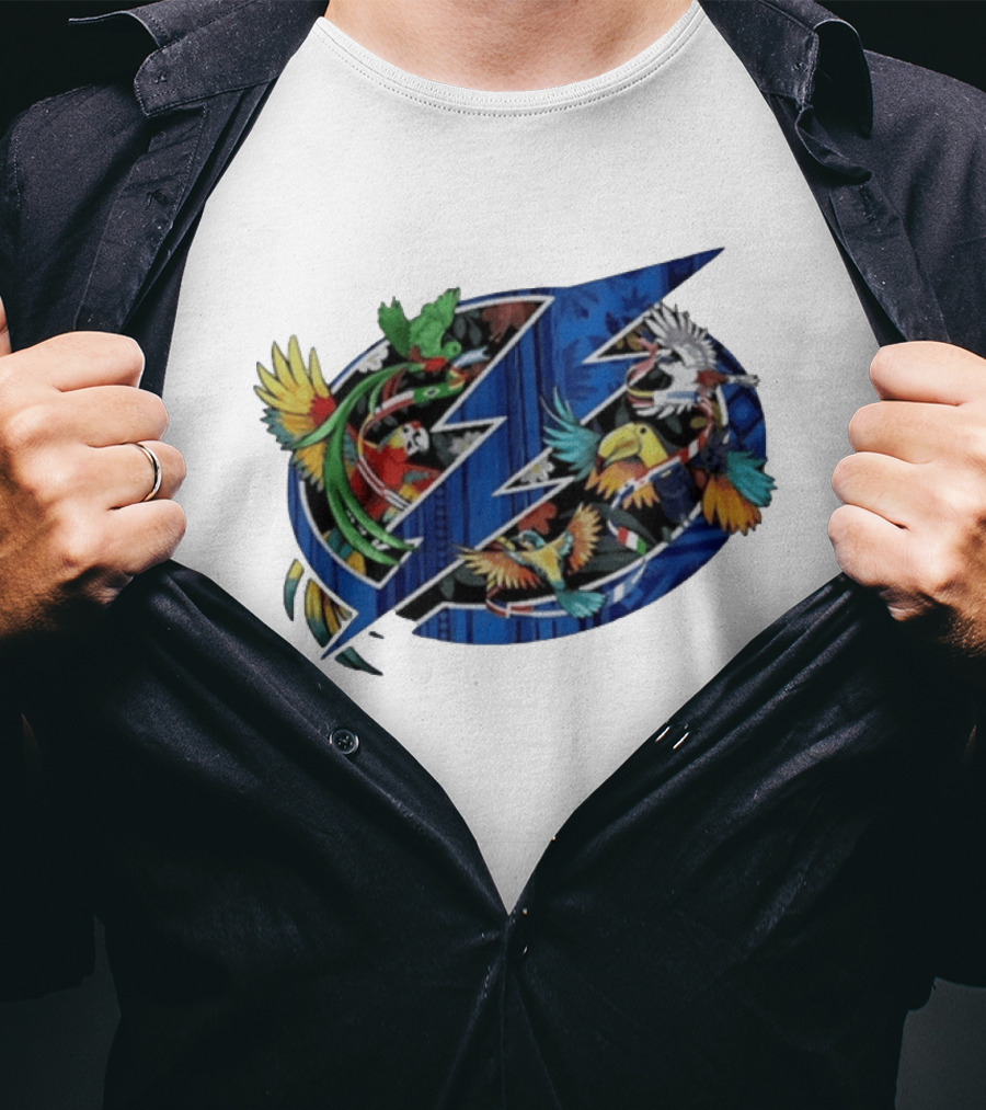 Tampa Bay Lightning Noche Latina Parrot Design NHL Team T-Shirt