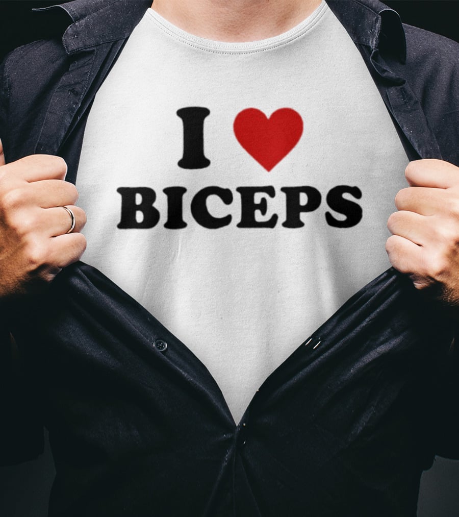I Love Biceps Heart Symbol Fitness Motivational Phrase T-Shirt