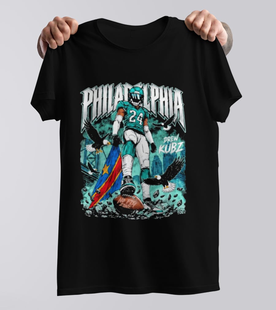 Philadelphia Drew Kubz 24 No Fly Zone Eagles Banner T-Shirt