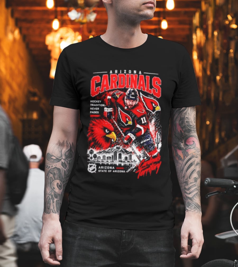 Arizona Cardinals NHL Hockey Tradition Never Fades Cardinals Territory Arizona Skyline T-Shirt