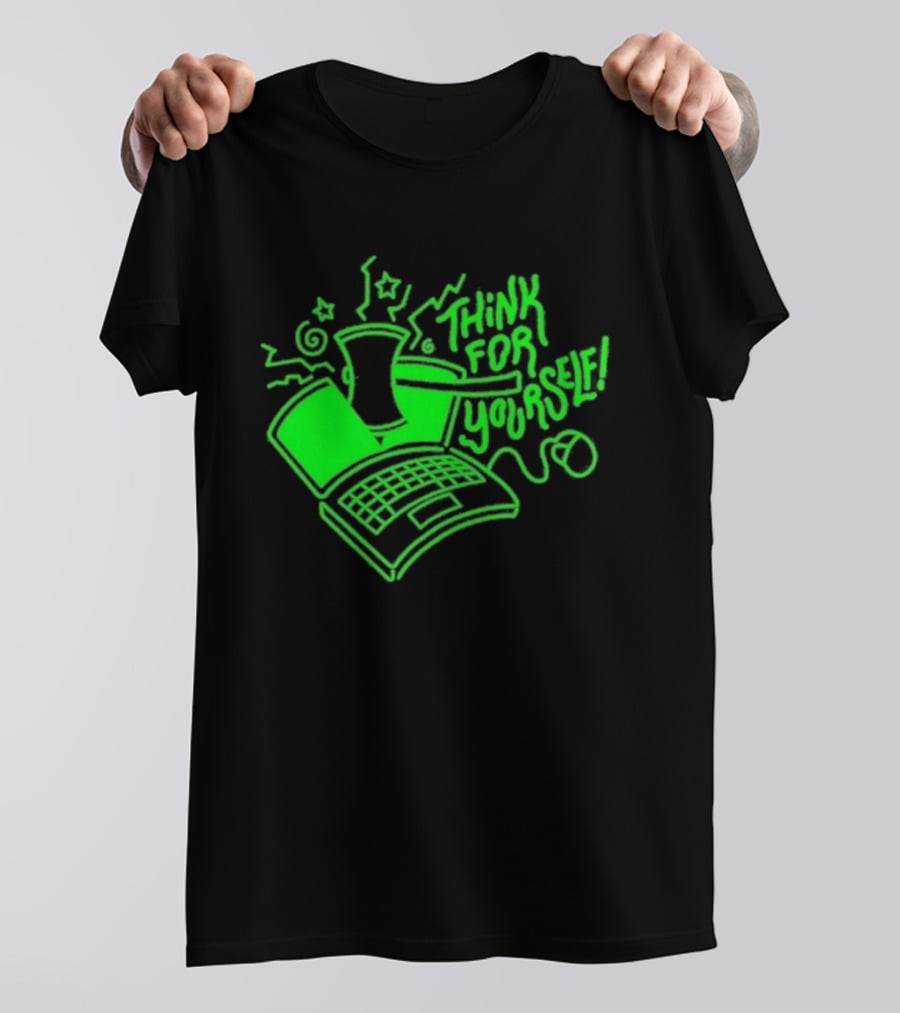 Avi Matzo X RAYGUN Think For Yourself Computer Stars Green T-Shirt