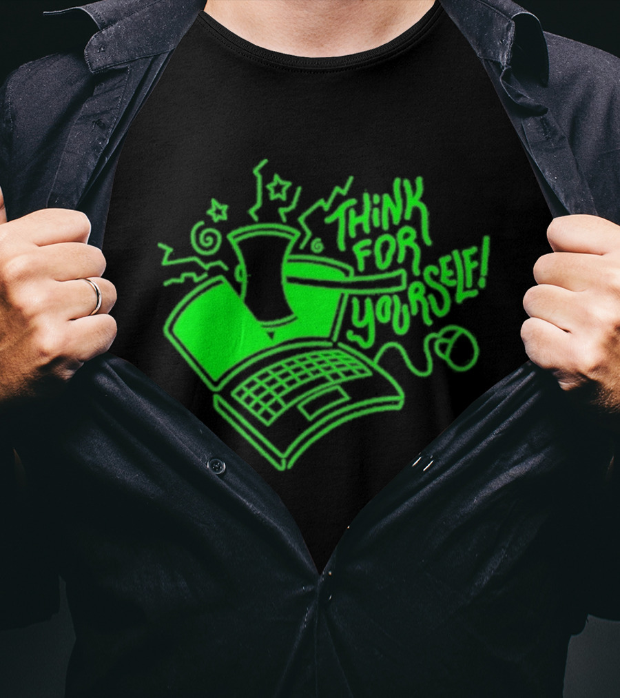 Avi Matzo X RAYGUN Think For Yourself Computer Stars Green T-Shirt