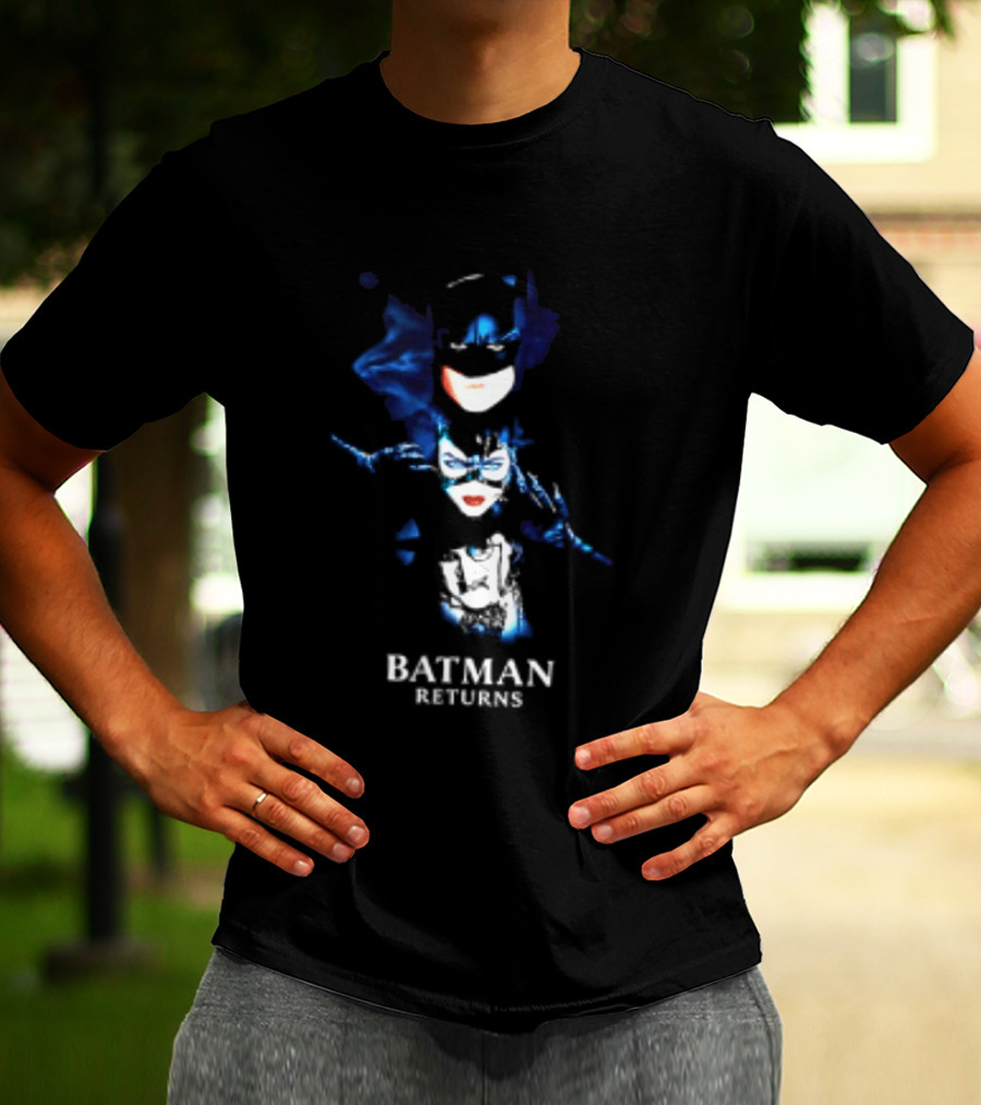 Batman Catwoman Vs Penguin Batman Returns Movie Two Sided T-Shirt