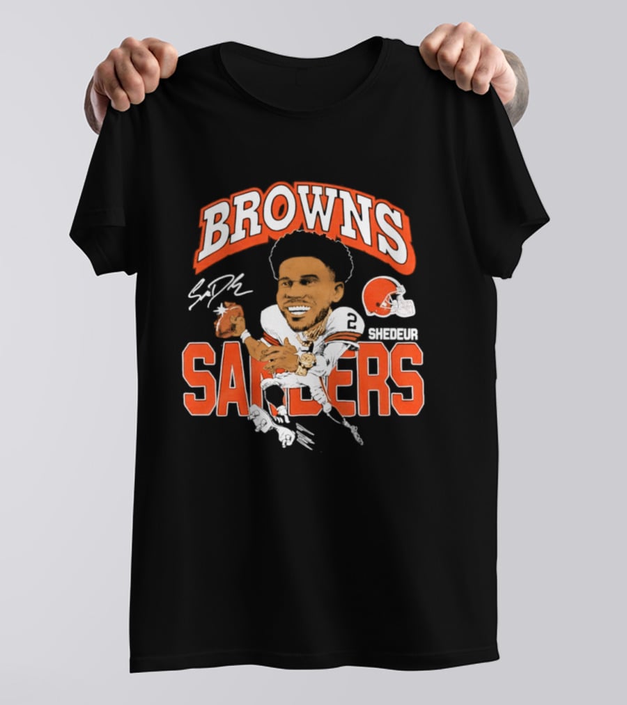 Browns Shedeur Sanders Football Caricature NFL Athlete T-Shirt