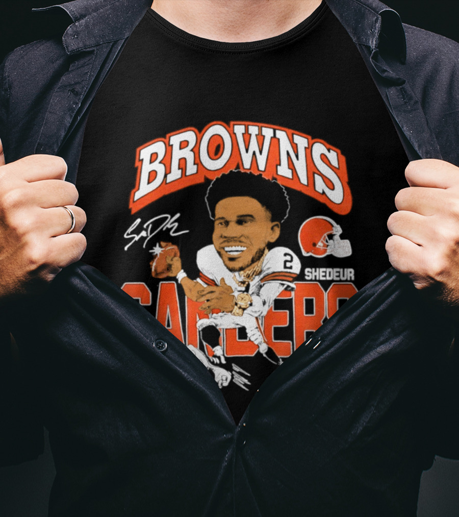 Browns Shedeur Sanders Football Caricature NFL Athlete T-Shirt