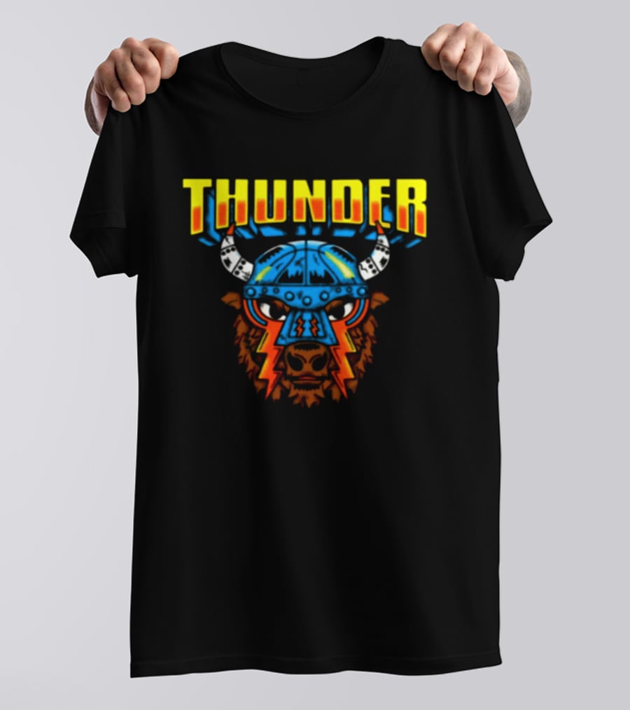 Thunder Bison Mask Lightning Joshua Boydston Store T-Shirt