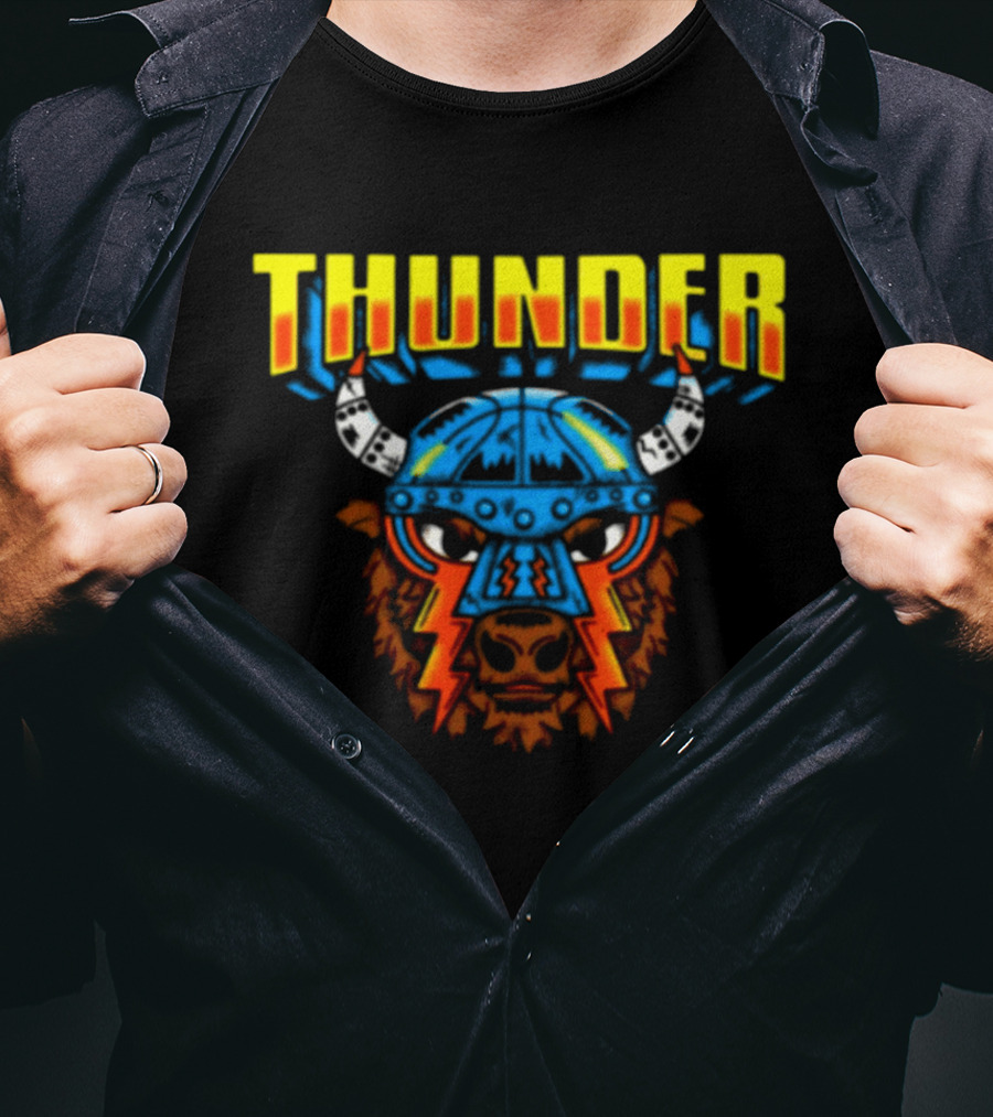 Thunder Bison Mask Lightning Joshua Boydston Store T-Shirt