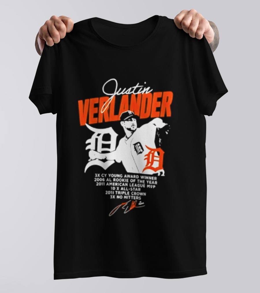 Justin Verlander 35 Detroit Tigers MLB MVP 2006 AL Rookie Cy Young T-Shirt