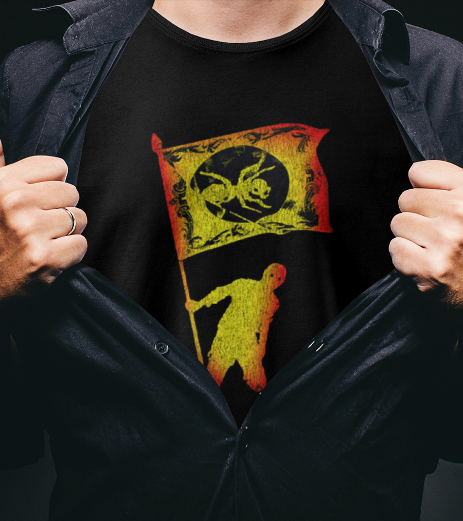 The Prodigy Ant Silhouette Brandishing Flag Multicolor T-Shirt
