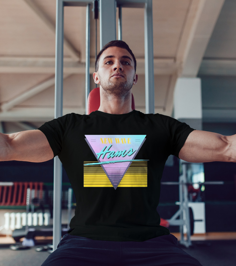 New Wave Hams Retro 80s Aesthetic Triangle Stripes T-Shirt
