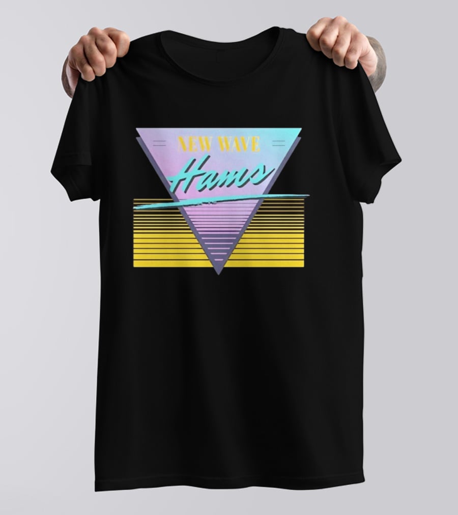 New Wave Hams Retro 80s Aesthetic Triangle Stripes T-Shirt
