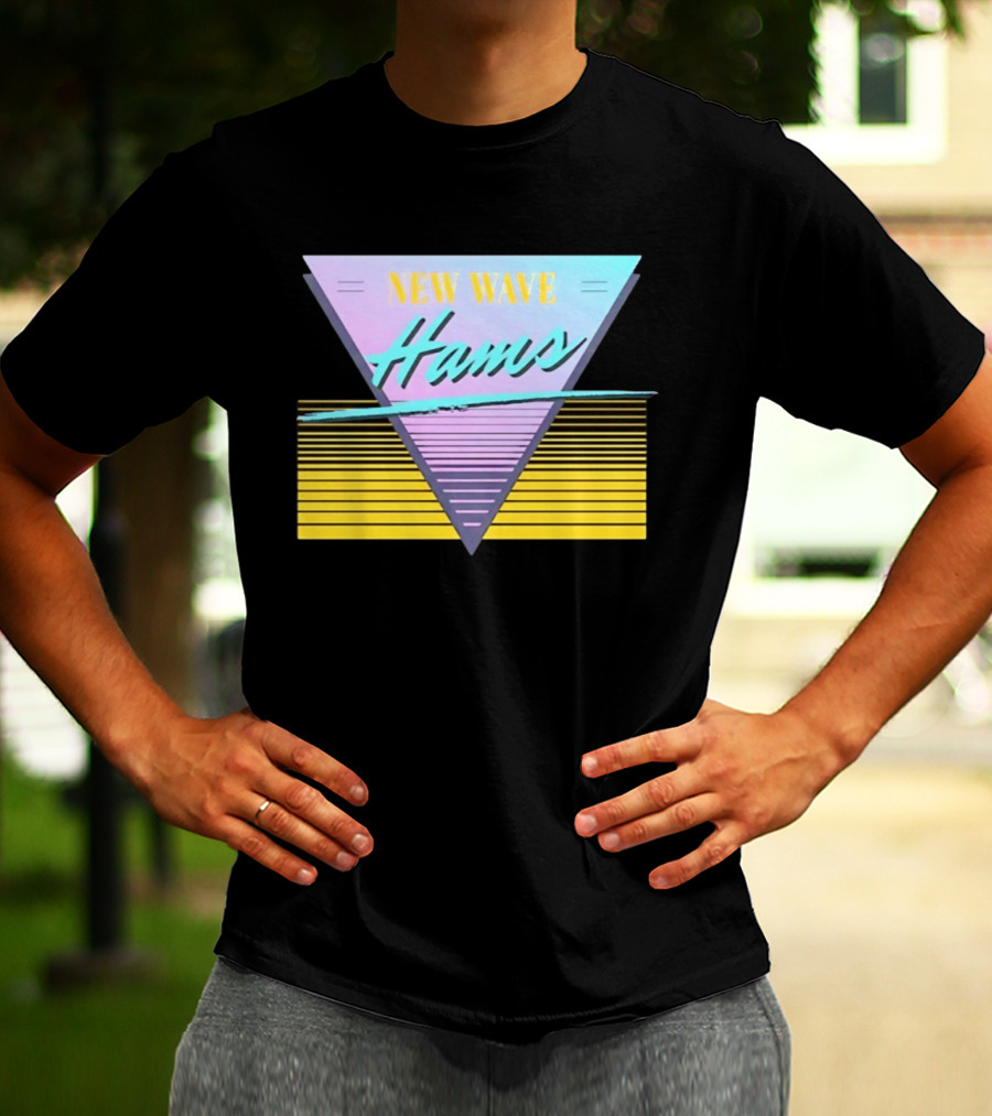 New Wave Hams Retro 80s Aesthetic Triangle Stripes T-Shirt