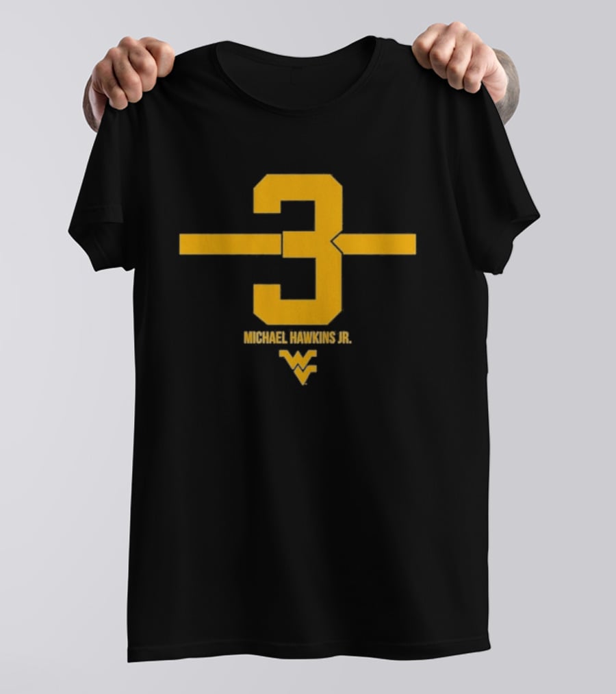 West Virginia 3 Michael Hawkins Jr. WVU Football Number T-Shirt