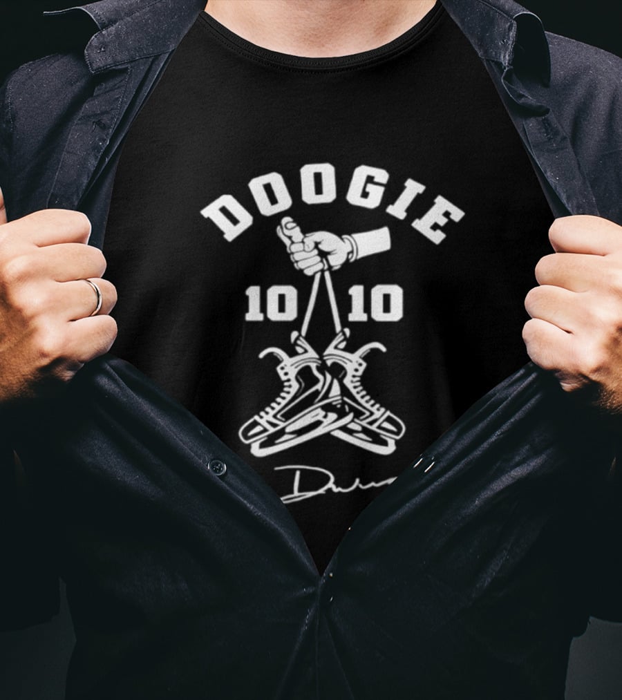 Doogie 10 10 Ron Duguay Hangers Hand Gesture Signature T-Shirt
