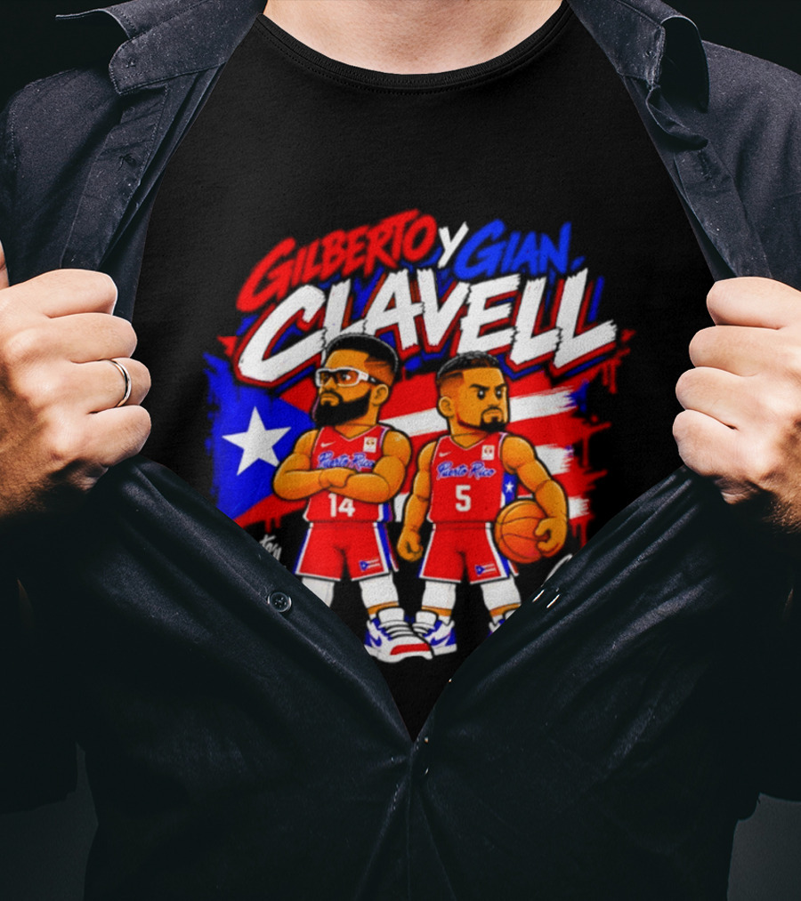 Superleague Kosovo Gilberto Clavell Y Gian Clavell Puerto Rico Basketball T-Shirt