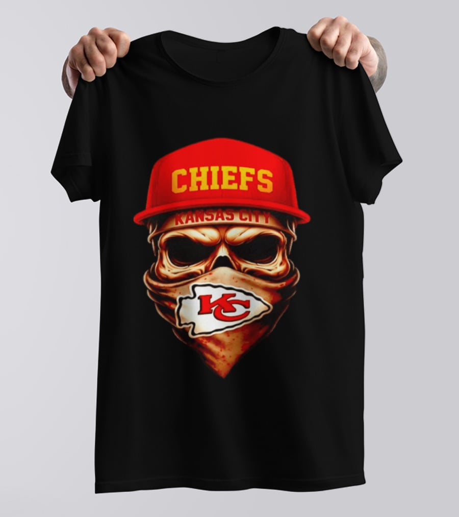 Kansas City Chiefs Skull Bandana KC T-Shirt