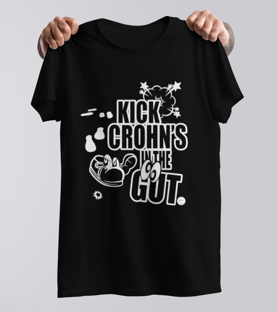 Kick Crohn's In The Gut Crohn's & Colitis Foundation Claw And Cartoon Style Fighting T-Shirt