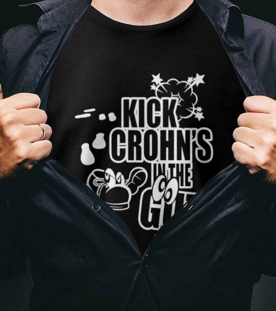 Kick Crohn's In The Gut Crohn's & Colitis Foundation Claw And Cartoon Style Fighting T-Shirt
