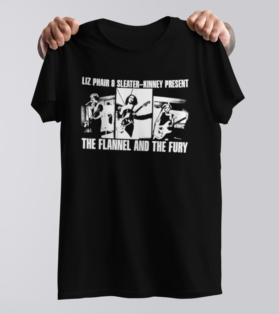 Liz Phair & Sleater Kinney Present The Flannel And The Fury Two Sided Music Collaboration T-Shirt