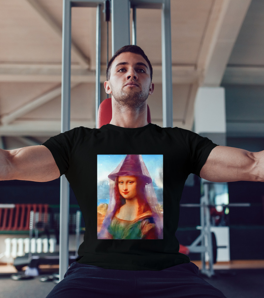Mona Lisa Witch Hat Magical Painting Twist T-Shirt