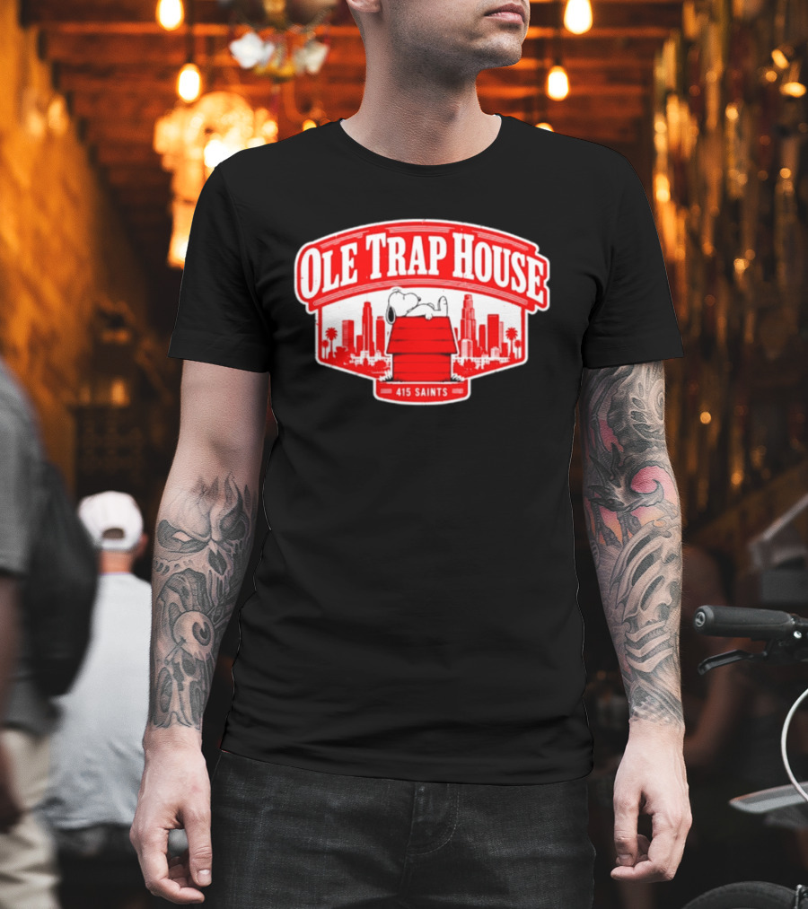 Ole Trap House Snoopy 415 Saints Skyline T-Shirt