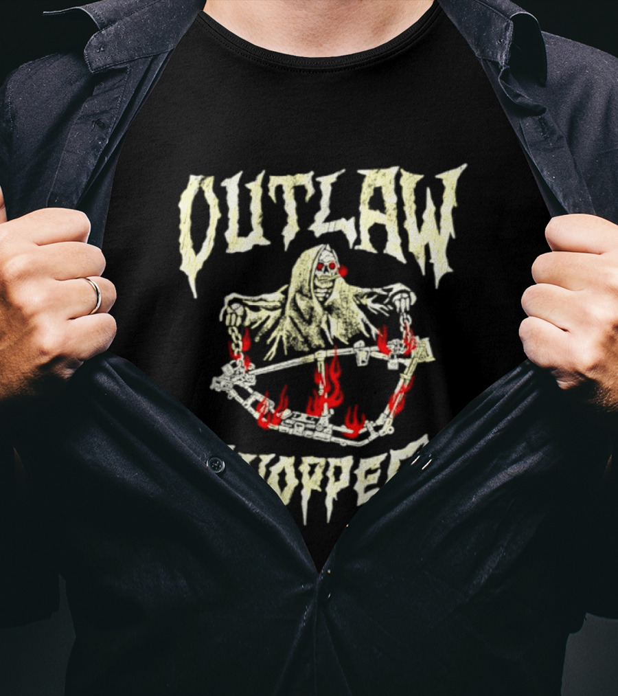 Outlaw Chopper Grim Reaper Smoking Skeleton T-Shirt