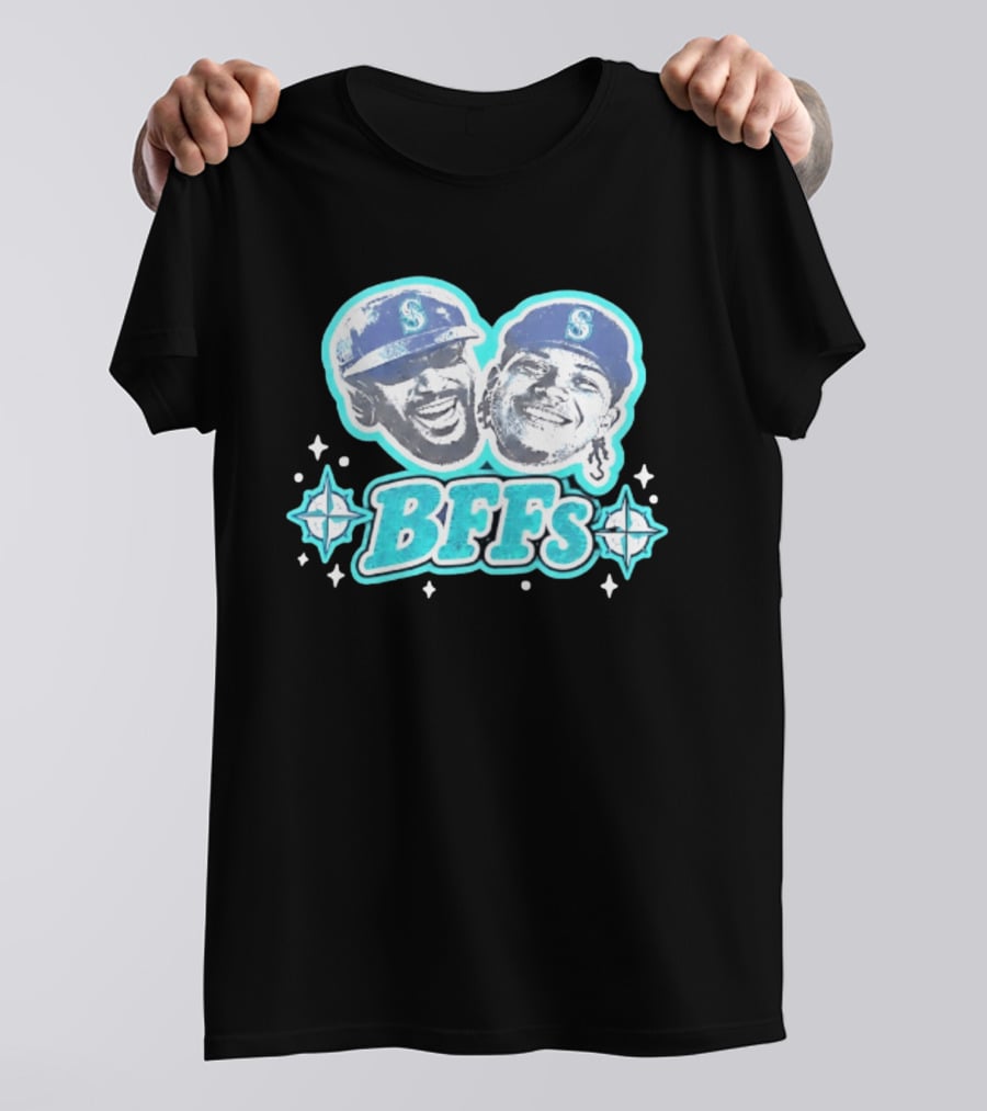 BFFs Seattle Mariners Laz Michael Arroyo Big Head T-Shirt