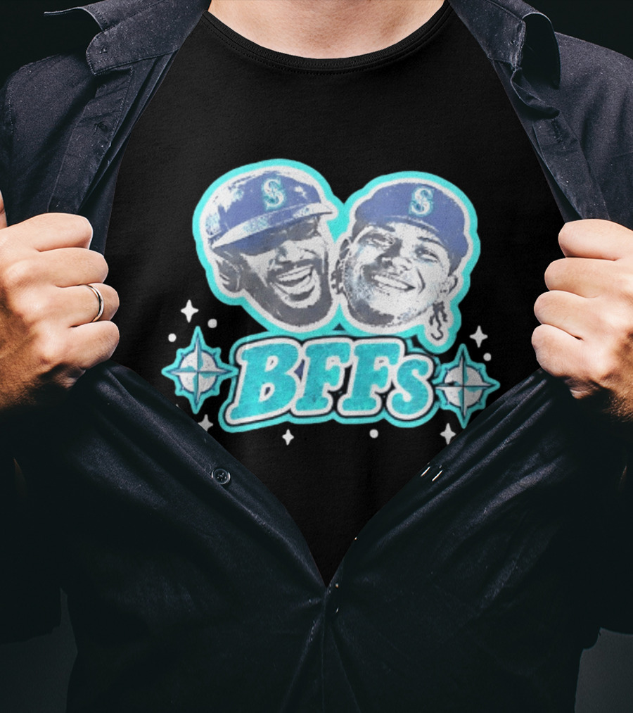 BFFs Seattle Mariners Laz Michael Arroyo Big Head T-Shirt