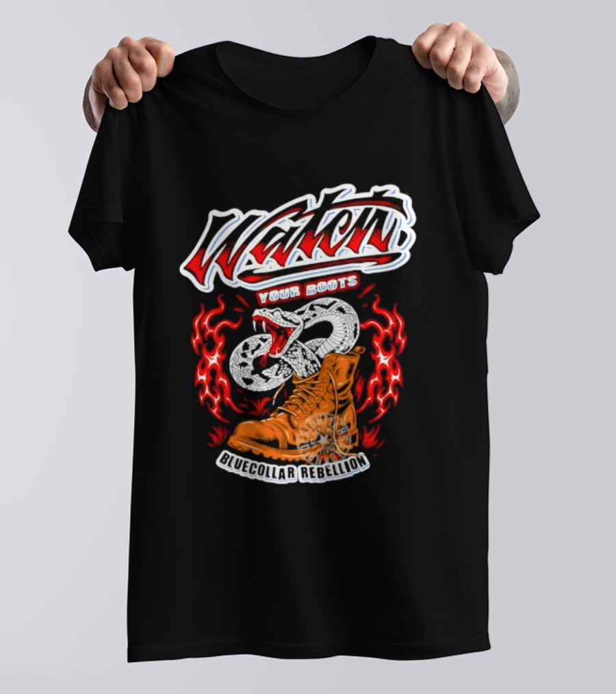 Your Boots Snake Fire Blue Collar Rebellion T-Shirt