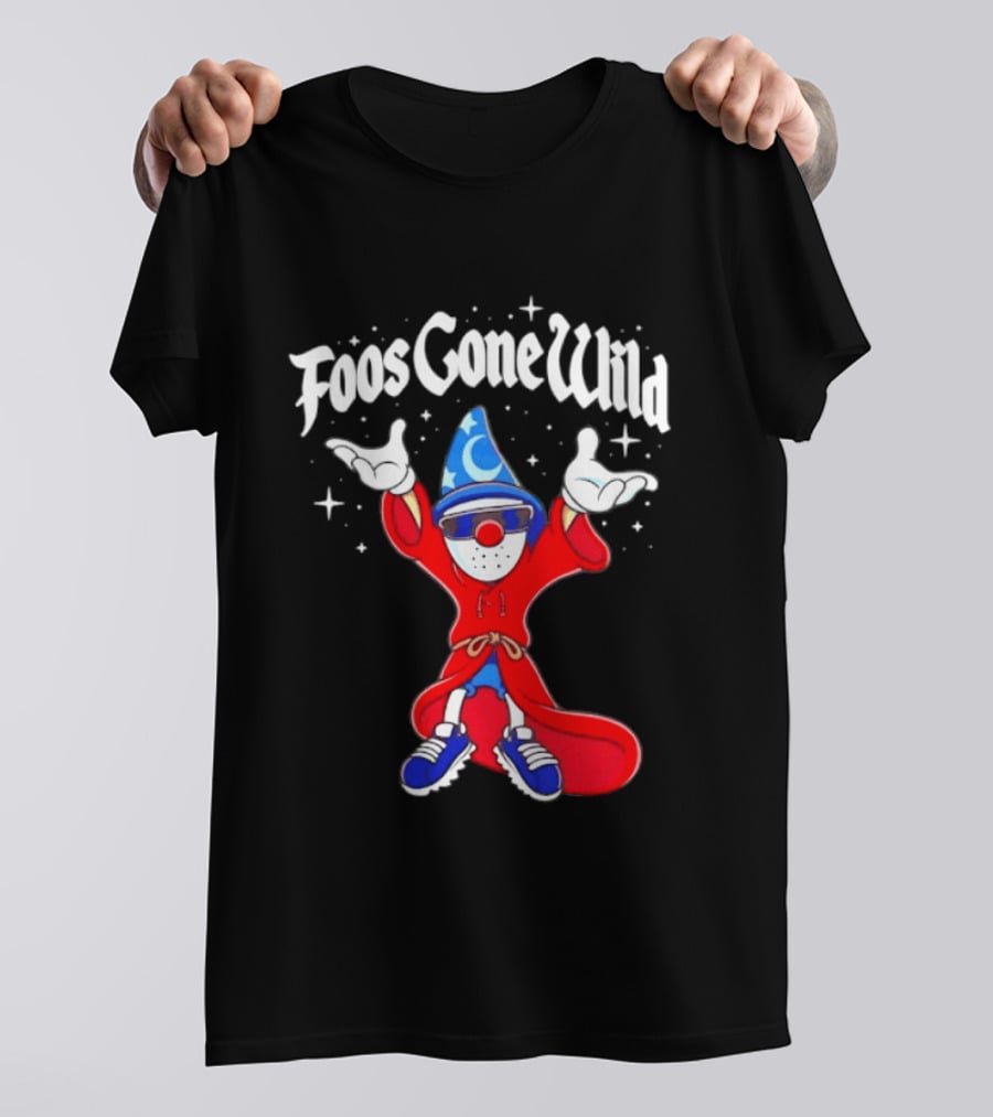 Foos Gone Wild Wizard Streetwear Cartoon Character With Blue Hat And Sunglasses T-Shirt