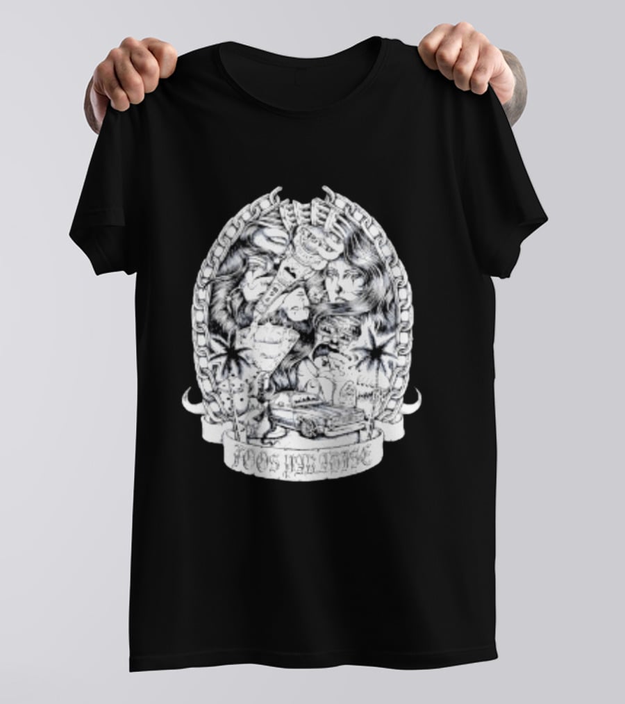 Foos Paradise Chicano Lowrider Culture Classic Cars Chain T-Shirt