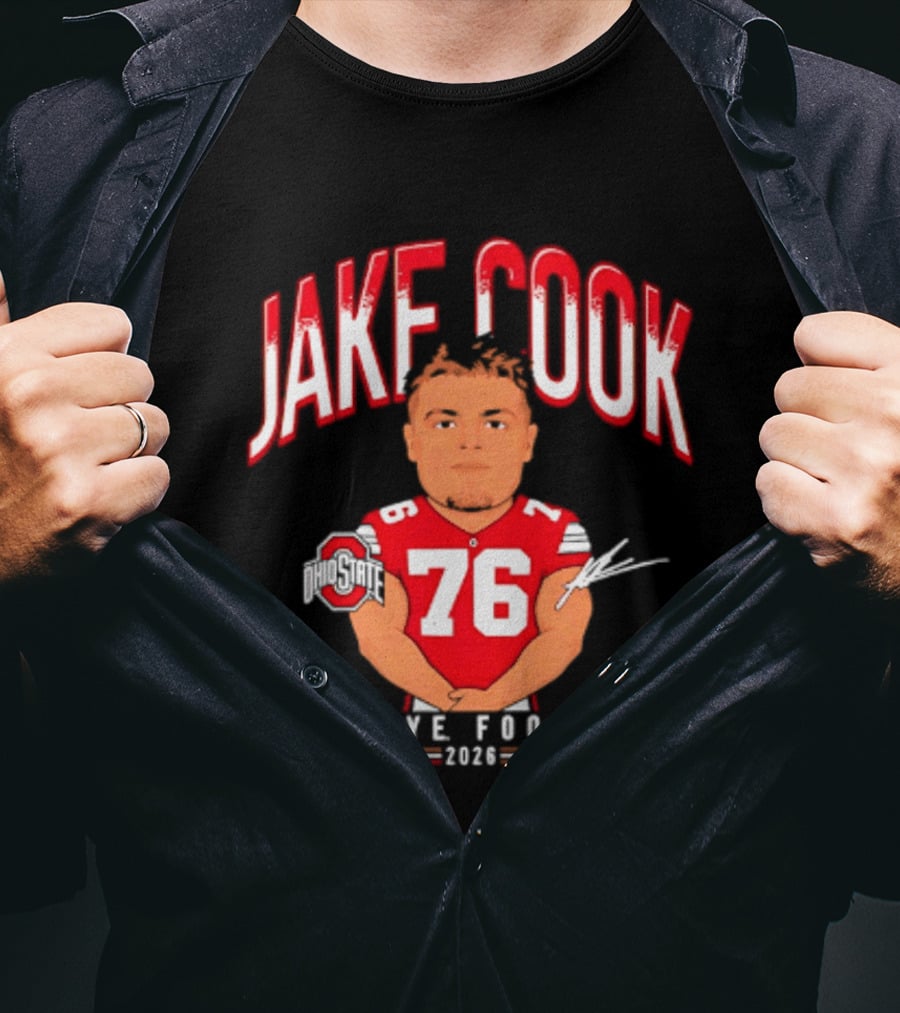 Jake Cook 76 Buckeye Football 2026 Ohio State Caricature T-Shirt