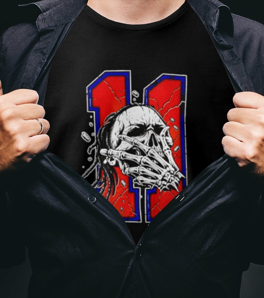 New York Knicks Jalen Brunson Captain Clutch Skull Number 11 T-Shirt