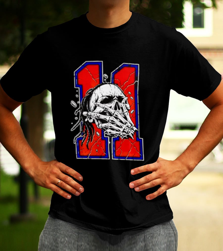 New York Knicks Jalen Brunson Captain Clutch Skull Number 11 T-Shirt