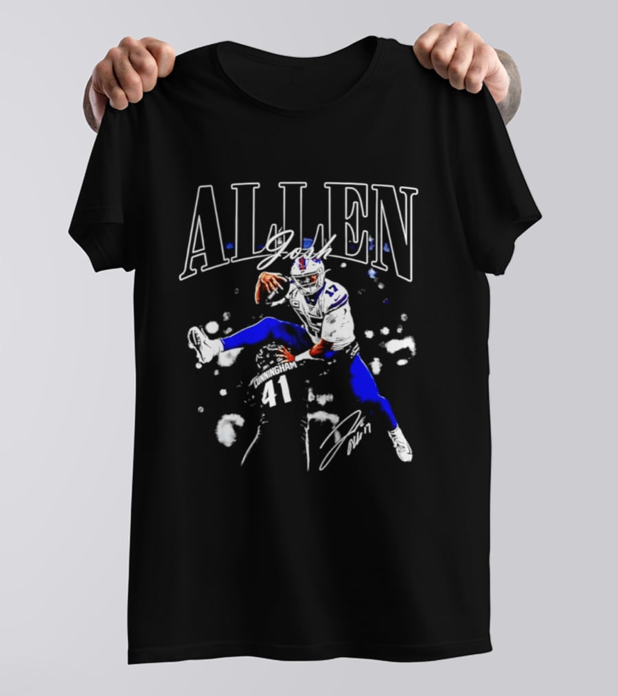 Allen Buffalo Air Jump Sketch Football T-Shirt