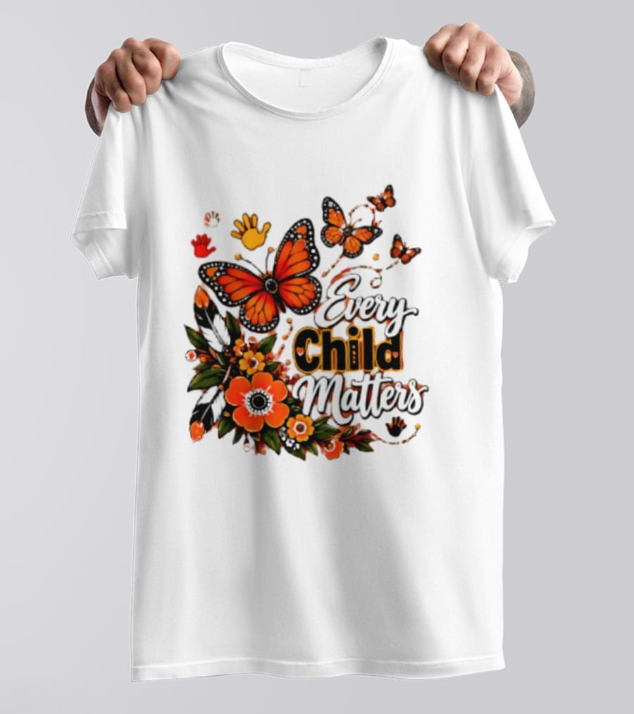 Every Child Matters Orange Butterfly Native Floral Anti Bully Kindness T-Shirt