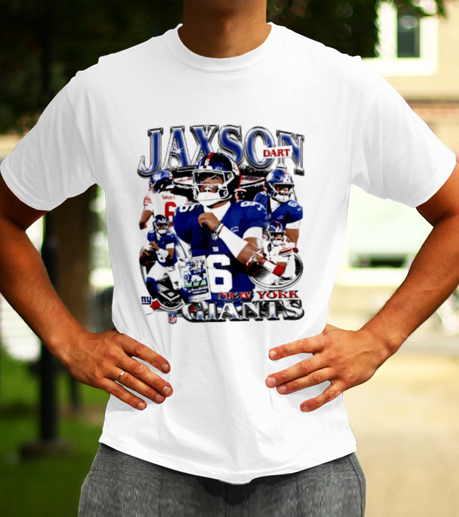 Jaxson Dart New York Giants Player Collage 2026 T-Shirt