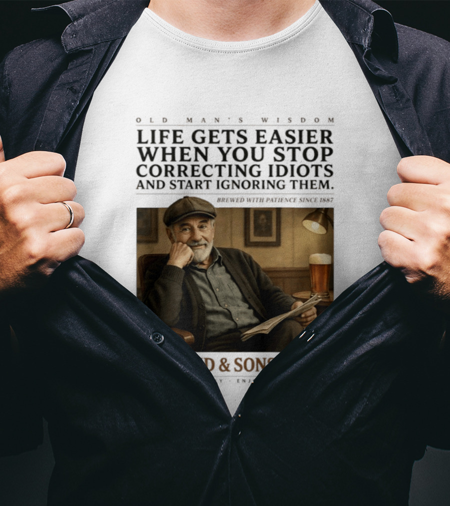Life Gets Easier When You Stop Correcting Idiots Holland And Sons Lager Vintage Pub Style Wisdom T-Shirt