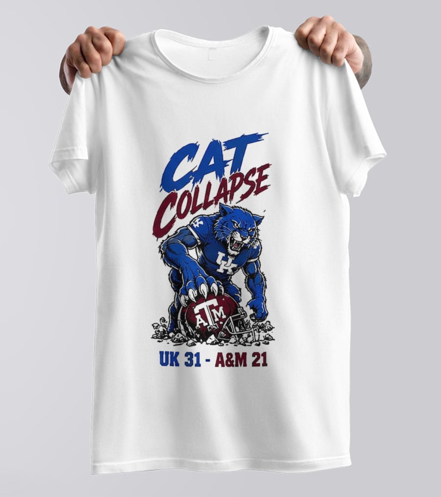 NCAA 2026 Matchup Kentucky Wildcats Vs Texas A&M Aggies Cat Collapse UK 31 A&M 21 T-Shirt