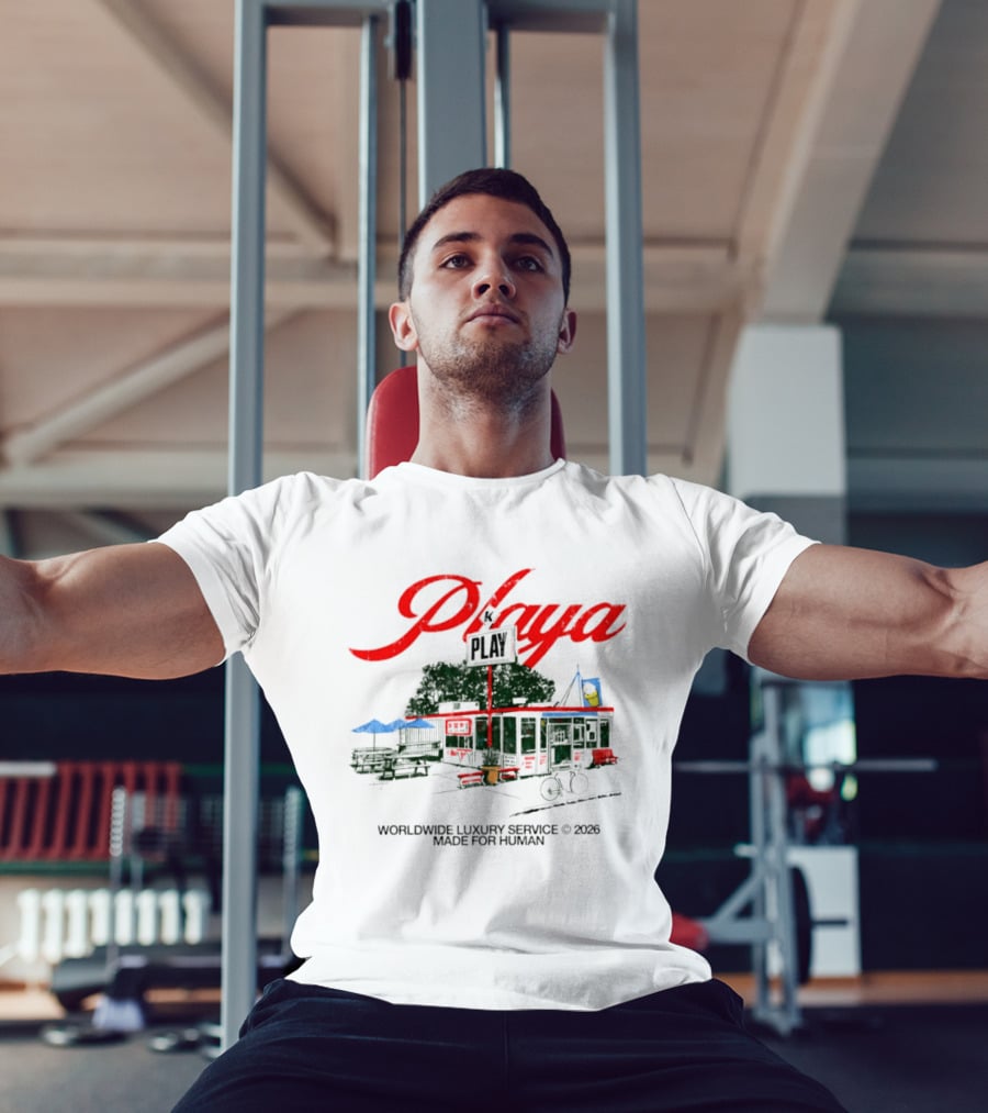 Playa K Play Worldwide Luxury Service 2026 Made For Human Bicycle Outdoor Scene T-Shirt