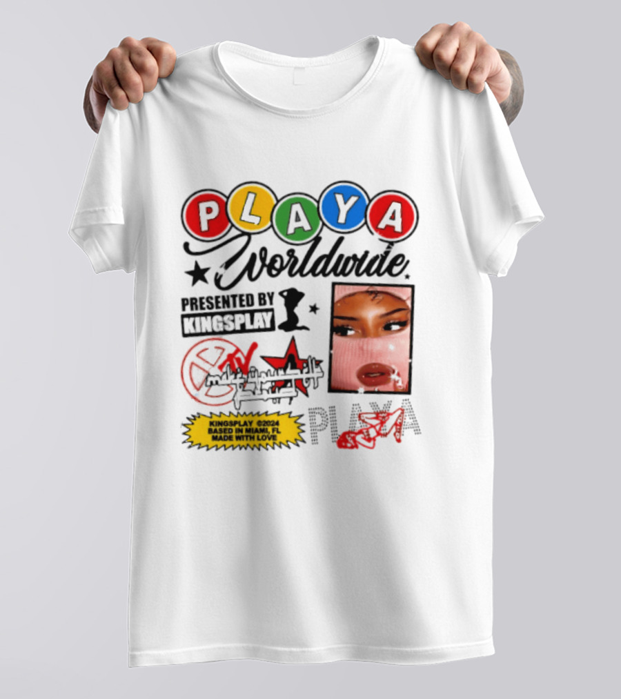 Playa Worldwide Kingsplay Miami Colorful Circles And Urban Street T-Shirt
