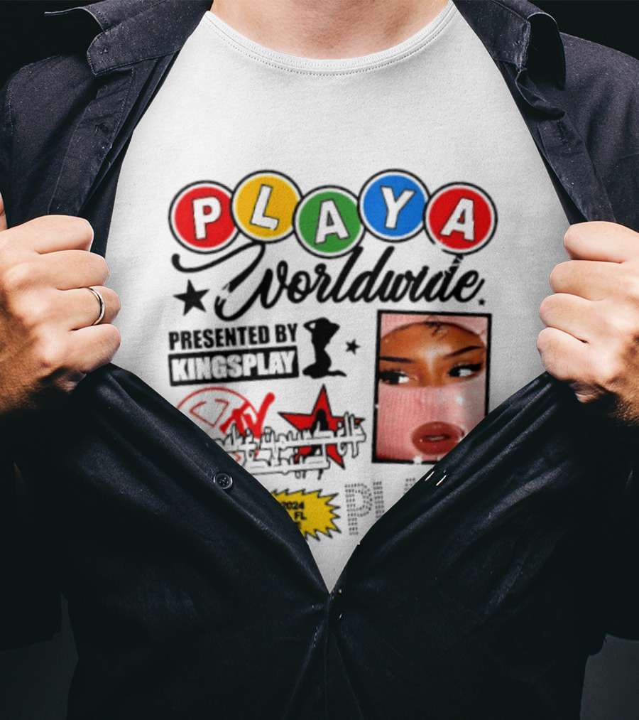 Playa Worldwide Kingsplay Miami Colorful Circles And Urban Street T-Shirt