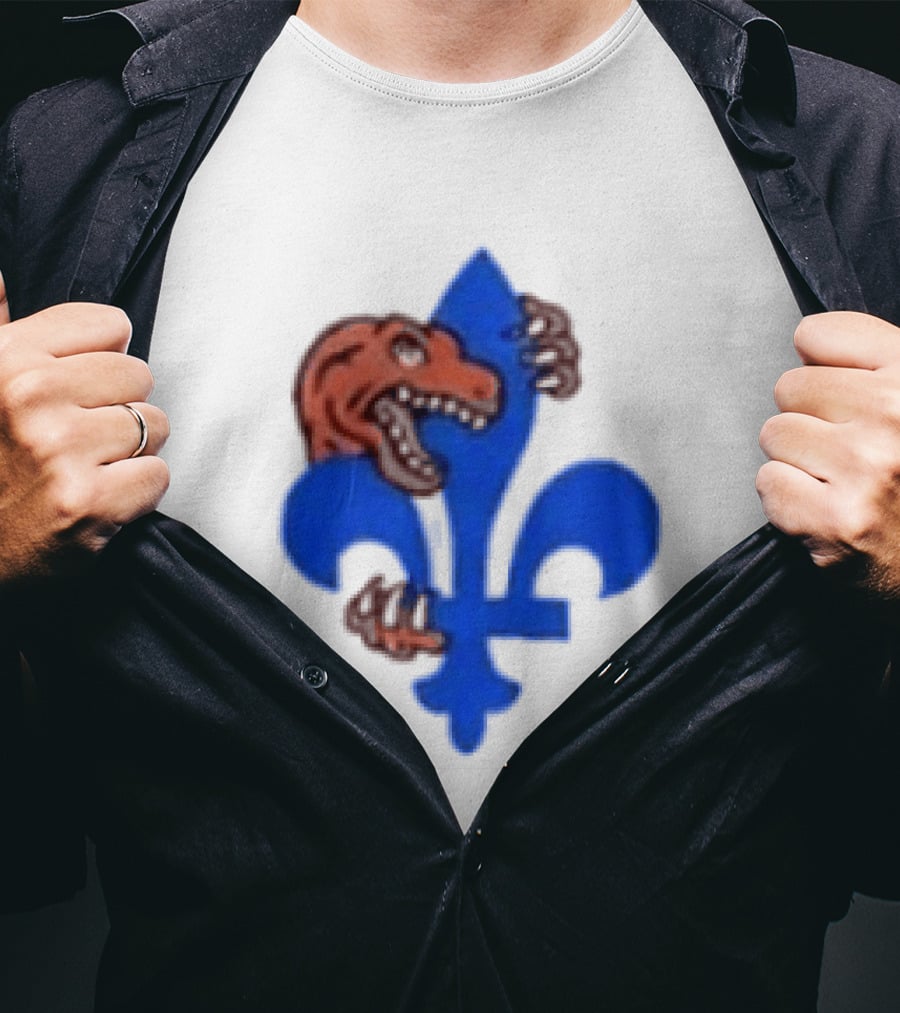2026 Raptors Quebec Canada Games Fleur De Lis And Dinosaur T-Shirt