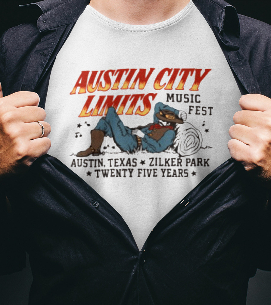 Austin City Limits Music Fest Cowboy Austin Texas Zilker Park Twenty Five Years T-Shirt