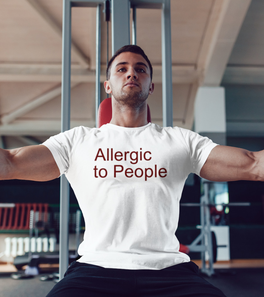 Allergic To People Text Bold Red T-Shirt