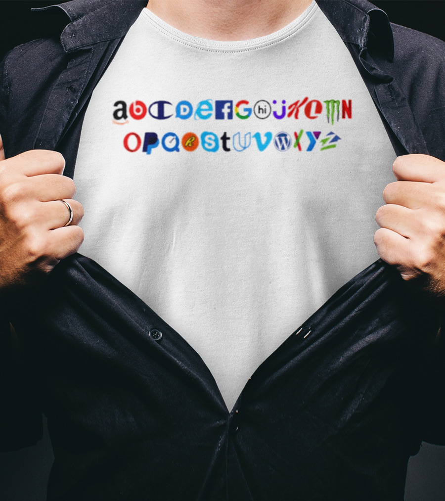 Famous Brands Alphabet Featuring Iconic Corporate Identity Letters T-Shirt
